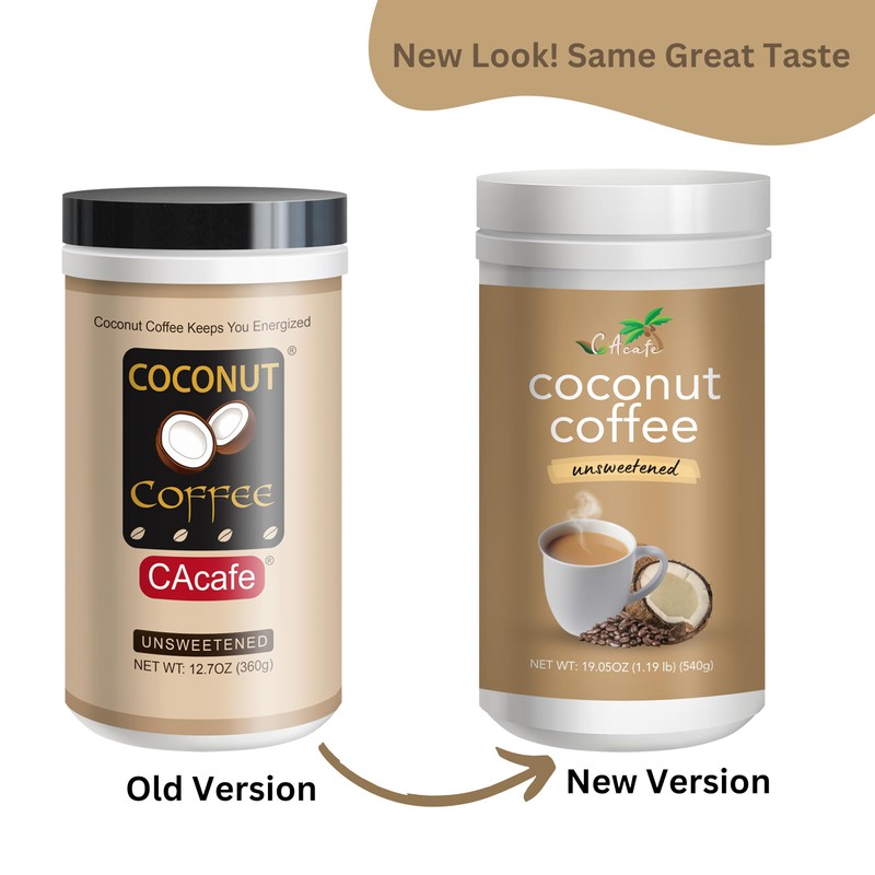 CAcafe Unsweetened Coconut Coffee and Collagen Coffee (2-Pack)