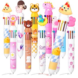 Ubamdom 30 Pcs Multicolor Ballpoint Pen 0.7 mm 10-in-1 Retractable Ballpoint Pen Dinosaur Unicorn Pens for Office Supplies