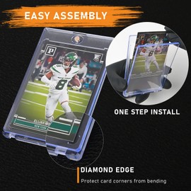 Magnetic Card Holder 35PT [Pack of 10] Baseball Card Holders Hard Plastic Trading Card Protectors for Game Sports Cards Basketball/Football Protective Cards Signed Cards Display