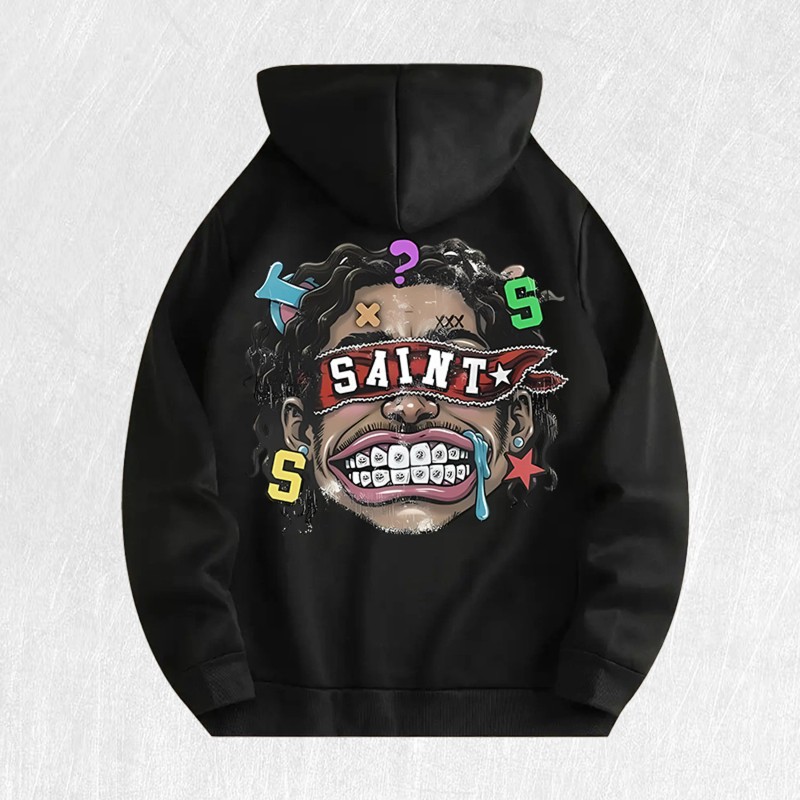 Saint Graphic Hoodie 100% Cotton US Warehouse 6 ColorsColor: Khaki,