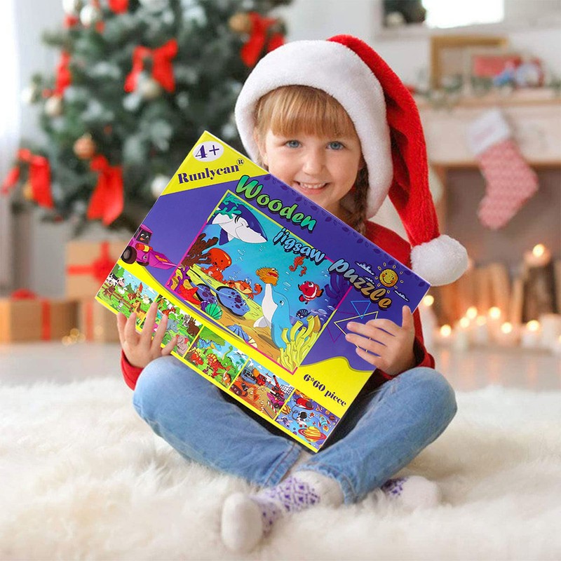 Puzzles for Kids Ages 4-8, 6 Pack Wooden Jigsaw Puzzles