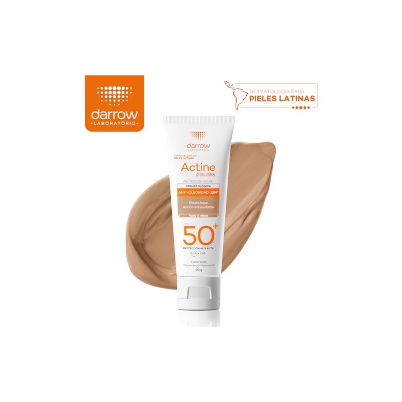 Darrow Protector Solar Facial Dermatológico Color Actine Colors Fps50 Bloqueador