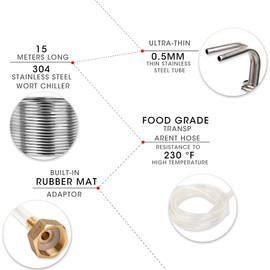 BACOENG Food Grade Super Efficient 5/16" x 50' Stainless Steel Wort Chiller