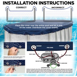 16 x 25 ft Oval Pool Covers for Above Ground Pools, Oval Winter Pool Cover, Swimming Pool Cover, Keeps Out Debris, Cold and UV Resistant, Supreme Mesh, Navy Blue