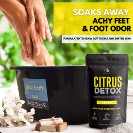 Mantello Citrus Detox Foot Soak - Foot Soaker for Foot Soaking Tub - Foot Soaking Salts to Soften Feet - Epsom Salt Foot Soak with Essential Oils - Pedicure Foot Soak with Lemon Oil, 1 lb. Bag
