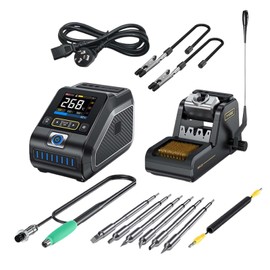 Digital Soldering Station Soldering Iron Station Temp Value Curve Mode Compact 200W Digital Solder Iron Kit for Chip Repairs, 1 Tip(6 Tips)