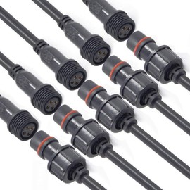 YETOR Waterproof Connector 4 Wire,16AWG Male Female Plug LED Connector Witch 4Pin Waterproof Connectors IP68 with 20CM Extension Cable for Indoor/Outdoor LED Strip Lights.(5Pairs)