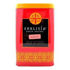 Cathedral Candle Company High Grade Ekklisia Rose Greek Incense for Church Use, 1 LB Tin