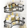 MAXIFFE Adhesive Stainless Steel Corner Shower Caddy: Shower Organizer with 8 Hooks - Corner Shower Shelf for Convenient Shower Storage
