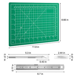 2PCS Craft Knife Hobby Knife with 60PCS Spare Exacto Knife Blades #11, Cutting Mat (A4), A Ruler, HEADLEY TOOLS Precision Exacto Knife Set Ideal for Crafting, Scrapbooking, Arts, DIY, Stencil, Carving