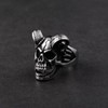 Men's Horn Goat Skull Ring Silver Stainless Steel Statement Ring