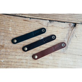 Aging Leather Clip Set of 5 Leather Clips / Genuine Leather / Cable Clips (Mocha)