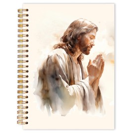 Qabliqo Christian Jesus Spiral Notebooks, Jesus Prayer Journals for Writing, Christian Journal for Women Men, Faith Based Gifts, Vintage Religious Notebook for Note Taking, 5.5x8.3 Inch