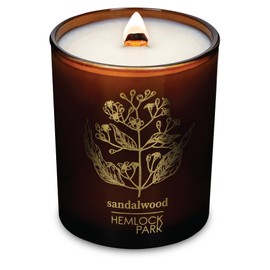 Hemlock Park Classic Wick Candle Handcrafted with Natural Coconut Wax and Essential Oils (Amber & Gold 7.2 oz, Sandalwood)