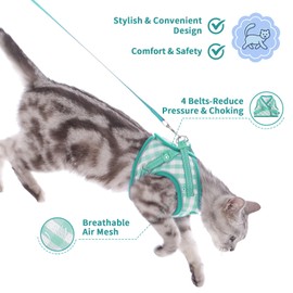 Supet Cat Harness and Leash Set - Soft Mesh Adjustable Cat Vest Harness with Reflective Strap for Walking Cat and Puppy Rabbit