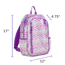 Eastsport Active Mesh Backpack with Padded Adjustable Straps, Spike Shevron/Grape Sizzle One Size