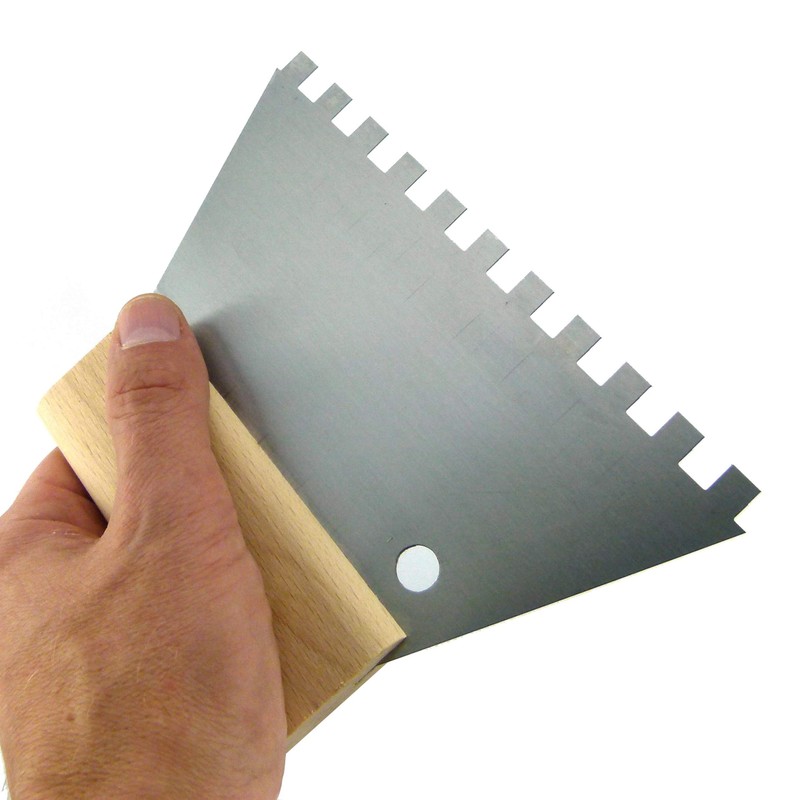 Glue application spatula according to TBK 180/250 mm, serrated, non-serrated,