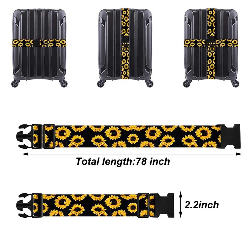 Pack of 2 Luggage Strap Suitcase Strap Flower Pattern Suitcase