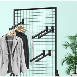 6 Pack Black Gridwall Waterfall Hooks 4 Ball, 8 Inch Gridwall Clothes Hanger Gridwall Waterfall Faceouts for Wire Grid and Grid Wall, Grid Wall Accessories for Garment Retail, Home and Garage