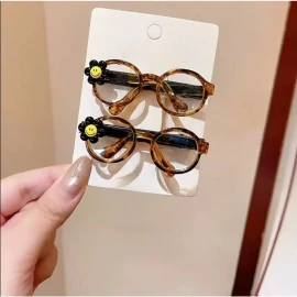 Two Ladies' Smiling Face Glasses Design Hair Clips -2025 New Anti slip Side Eyebrow Clip, Transparent Frame Interesting SmilingColor: Black-2pcs