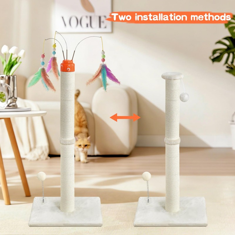 YARUOMY Cat Scratching Post ，33.4" Sisal Rope Cat Scratcher Tall