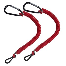 GZZTORES 8M0092850 Boat Kill Switch Lanyard Replacement for Mercruiser Marine Boat Emergency Stop Switch Safety Lanyard Cord 54 Inch/137 Long -Replace 15920T54 15920A54 (Aluminum Alloy Clip Red 2Pcs)