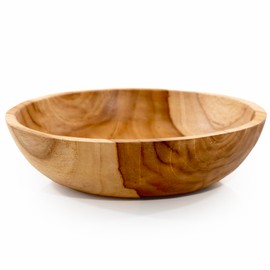 ANDALUCA Rustic Teak Wood Hand Carved Organic Bowl (11"-12" Diameter)