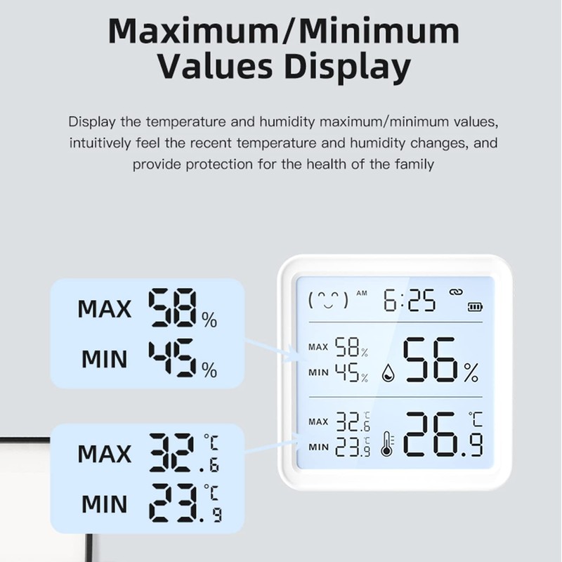 Bluetooth Thermometer Hygrometer: Wireless Temperature Sensor with Data Storage and