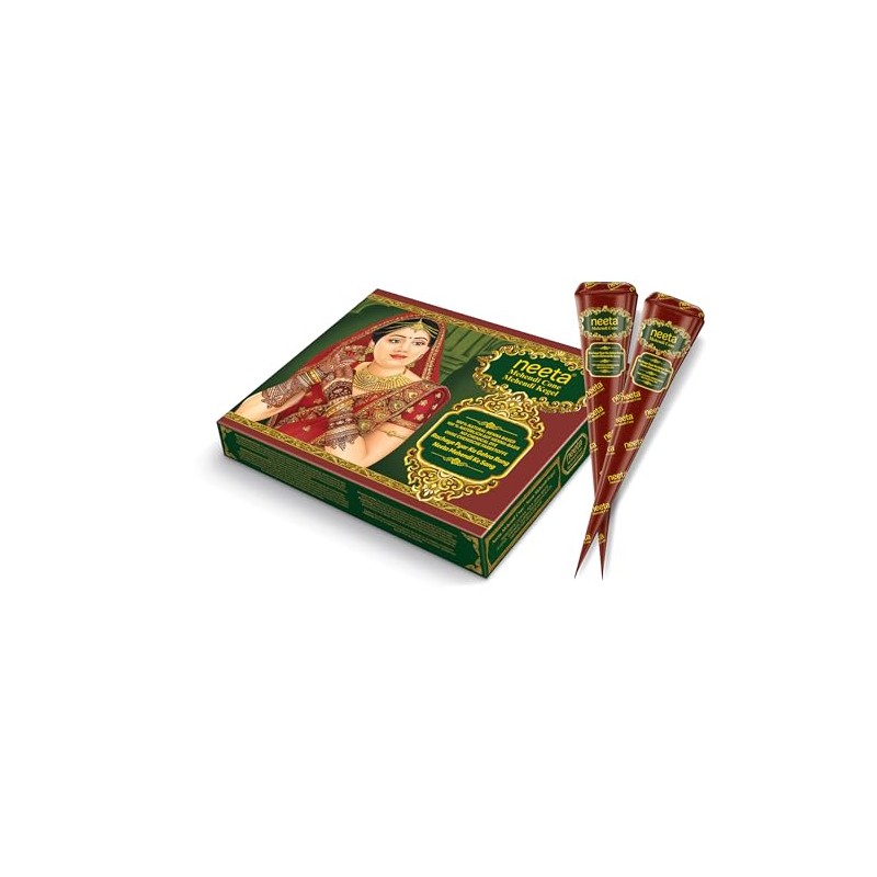 Neeta Henna Cones 12 Pack Natural Mehndi Paste Auburn Colour