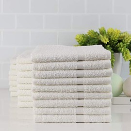 1888 Mills Rapture, 100% Cotton, Microfiber Alternative, Hemmed 24-Piece Utility Washcloth Set-White