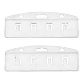 Pawfly 2 Pack Horizontal Half Card Badge Holder for Swipe ID Cards, Heavy Duty Frosted Polycarbonate Plastic Clamp Grippers