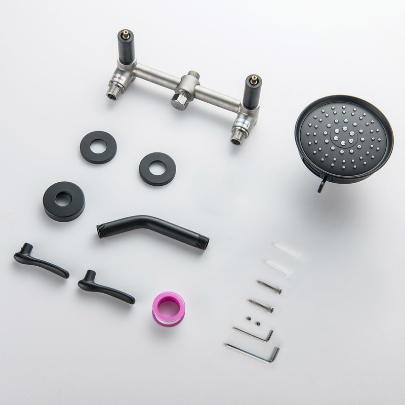 DOUBLUOEG 2 Handle Shower Faucet Set with 5 Setting Rainfall