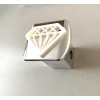 Diamond Shape in 3d - Chrome with White - 2