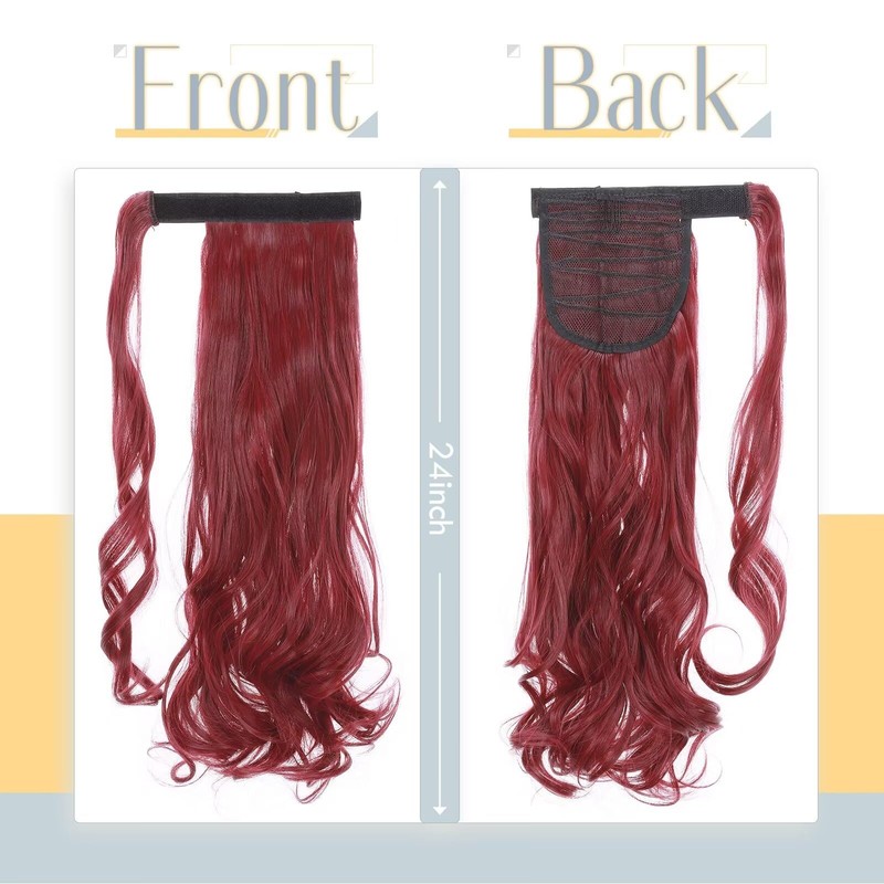 Wavy Ponytail 60 cm dark red