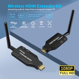 iPazzPort Wireless HDMI Transmitter and Receiver, 165ft Range, Plug and Play, Support 2.4/5GHz 1080P HD Extender Adapter Streaming Audio Video from Laptops, PC, TV Box, Cameras to TVs/Projectors.