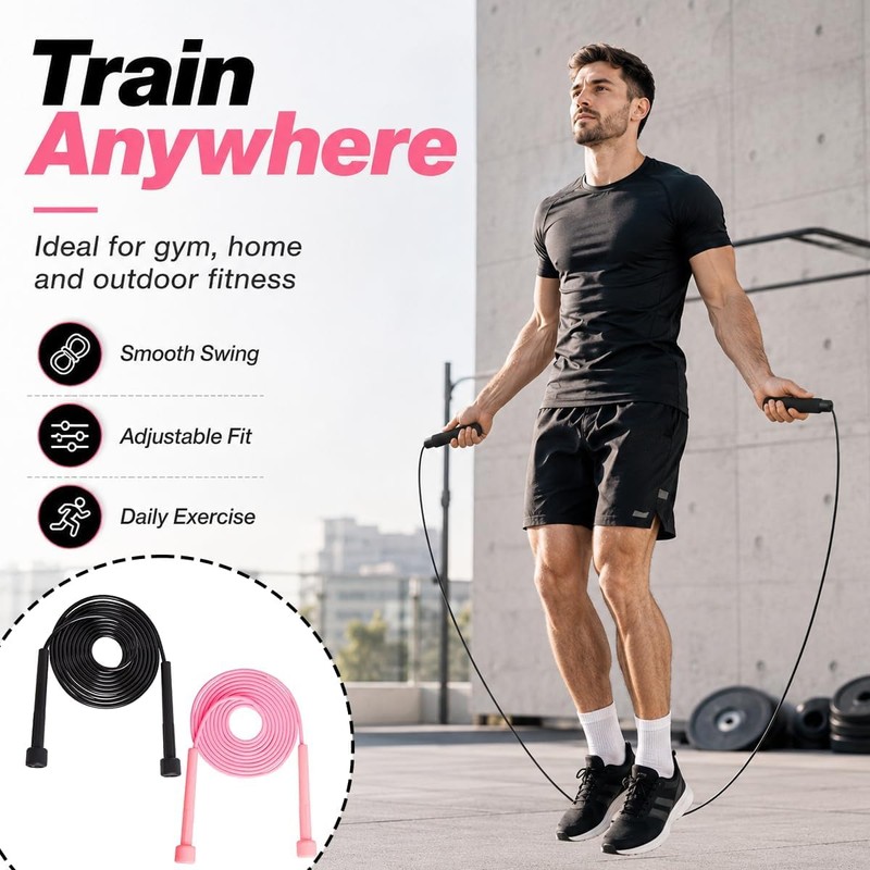 2Pcs Skipping Ropes for Adults, Skipping Rope, Jump Rope Adjustable