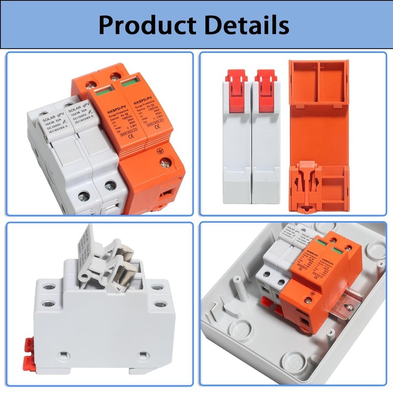 aikoolwer Solar PV Combiner Box Surge Protector DC 1000V 32A