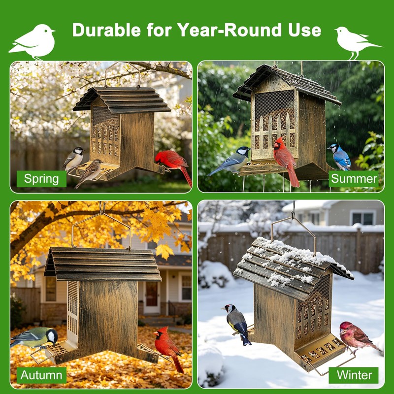 Samhe Bird Feeder, Hanging Metal Bird Feeder House Outdoor for