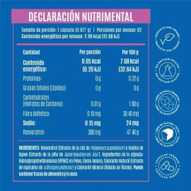 Suplemento Alimenticio Birdman Resveratrol 62 Cápsulas Sin Sabor                                                                                      