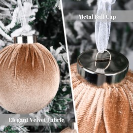 Velvet Ornaments for Christmas Tree Decorations - Brown Xmas Ball Ornament for Indoor Holiday Decor - Shatterproof Christmas Bulbs Ornaments 80mm 3.15inch - Pack of 9