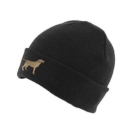 The House Of Dog Golden Yellow Labrador Retriever Owner Gift. Classic Cuffed Unisex Beanie Ski Hat with Embroidered Design. Black