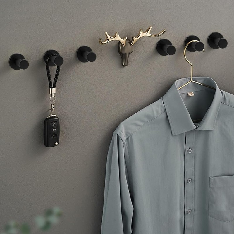 lyualma Pack of 6 Rustproof Matte Black Towel Hooks, Round