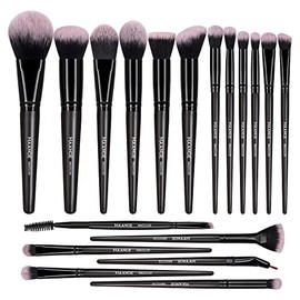 MAANGE Brochas de Maquillaje Kit 18 Piezas Profesional Sintéticos de Alta Calidad Set de Brochas para Maquillaje Rubor Brocha Sombras para Ojos&Facial Kabuki (Negro)