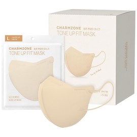 Charmzone Tone-Up Fit Mask for Adults Medium, 25-pack, 1 Count, Nude Up Beige / 참존 톤업핏 마스크 성인용 중형, 25개입, 1개, 누드업 베이지