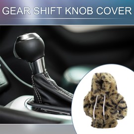 A ABSOPRO Universal Shift Knob Cover Plush Style Pattern Gearstick Hoodie Shifter Lever Knob Hoodie for Car RV Truck SUV Fabric Black Brown
