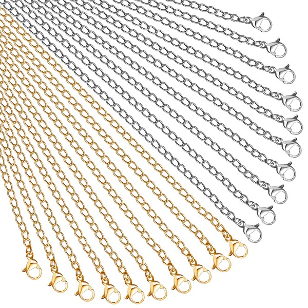 TOAOB 20 Pieces Stainless Steel Necklace Steel and Gold 45
