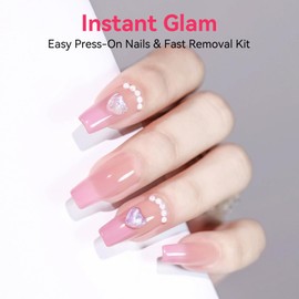 Makartt Nail Glue with Remover - No Lamp Needed 10ml Semi Solid Nails Glue for Press-Ons, Acrylic False Tips, Soft Gel, and Toenails, Easy Removal