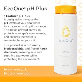 pH Plus by EcoOne | Natural Water pH Increaser for Hot Tub Application | Chlorine-Free, Phosphate-Free Hot Tub pH Increaser | Increases Alkalinity & Neutralizes pH to Prevent Scale & Buildup, 2 Lbs