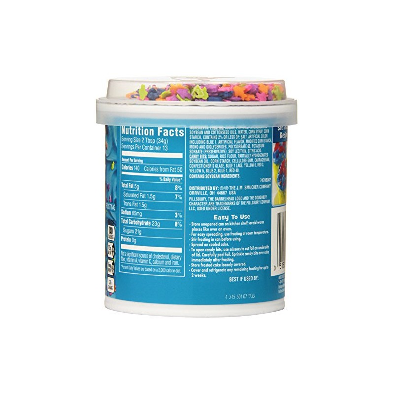 Pillsbury Vanilla Frosting, Funfetti Aqua Blue, 15.6 Ounce (Pack of