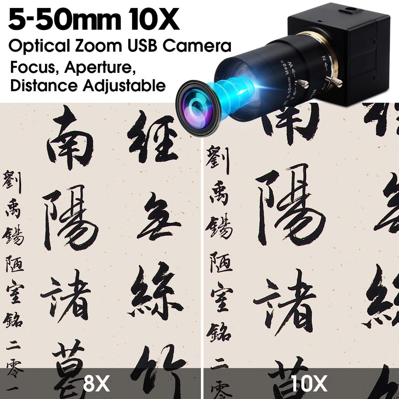 ELP Zoom Webcam 1080P with 5–50mm Manual Variable Focus Lens,Full